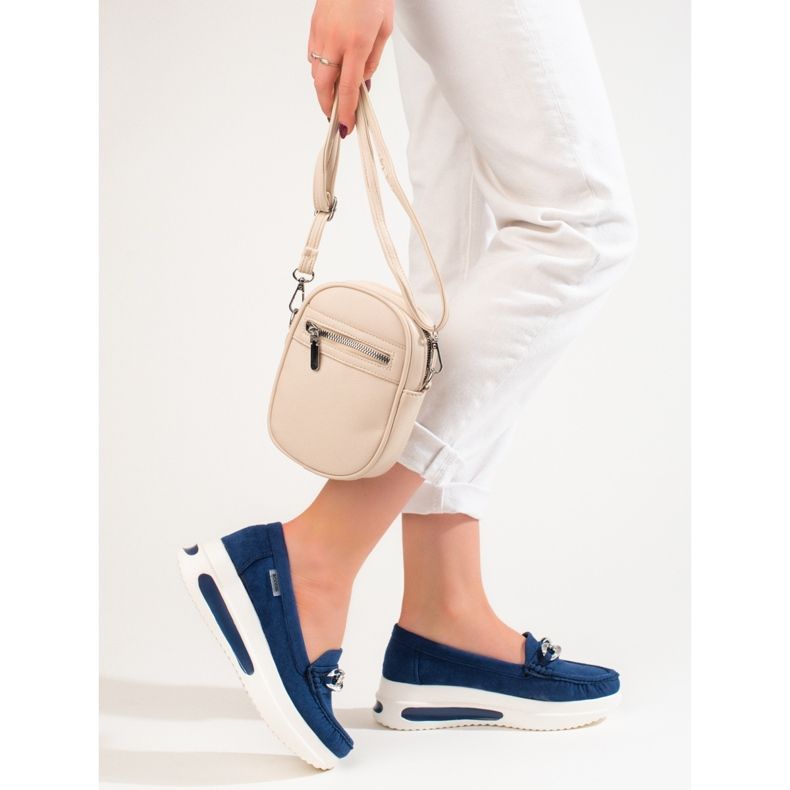 Mocasines cuña mujer Shelovet azul 2 Mocasines cuña mujer Shelovet azul 2