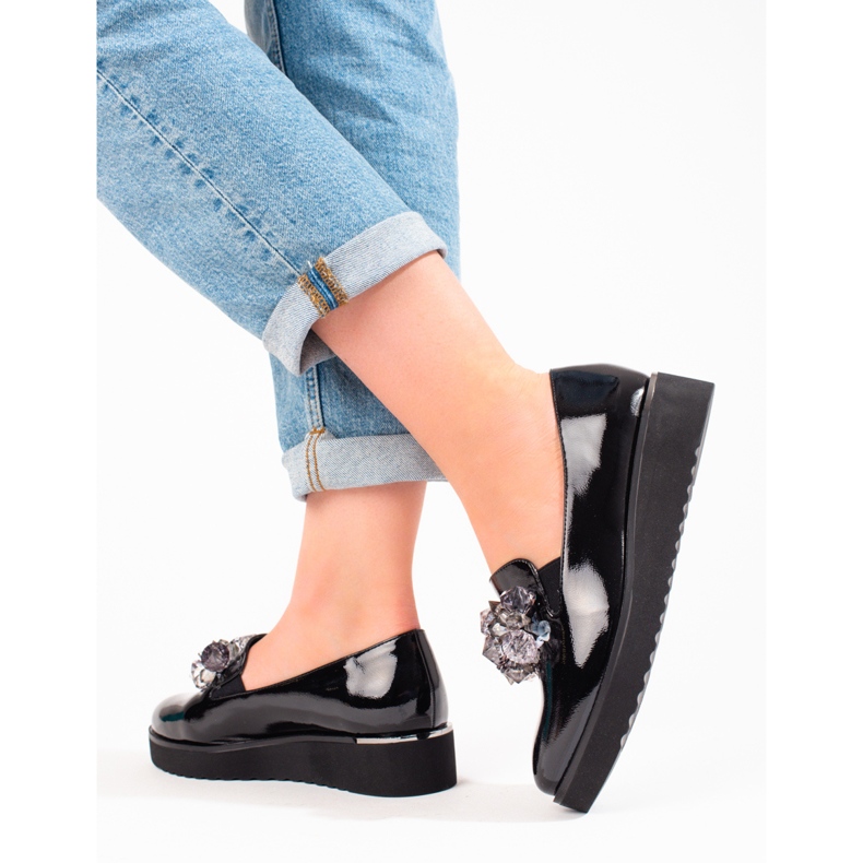 Mocasines de mujer con plataforma lacados Vinceza negro 2