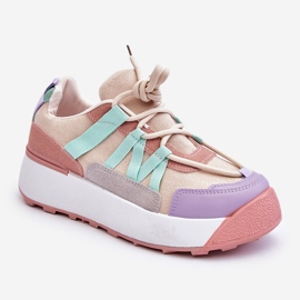 PS1 Deportivas Mujer Ante Plataforma Beige Rosa Rohan 2