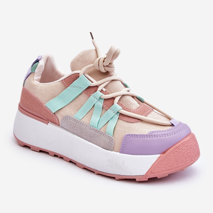 PS1 Deportivas Mujer Ante Plataforma Beige Rosa Rohan 2