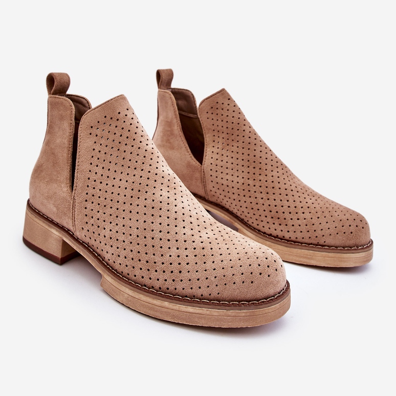 PS1 Botas Tacón Plano Calado Ante Angie Beige Oscuro 1 PS1 Botas Tacón Plano Calado Ante Angie Beige Oscuro 1