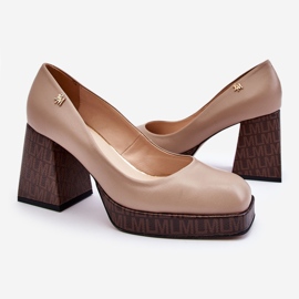 Zapatos De Salón De Cuero De Moda Laura Messi 2599 Beige 8