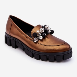 Mocasines Mujer Con Plataforma Laura Messi 2392 Oro Oscuro dorado 7