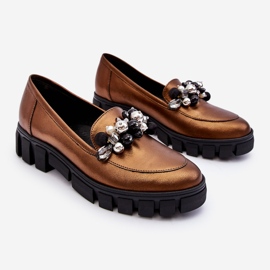 Mocasines Mujer Con Plataforma Laura Messi 2392 Oro Oscuro dorado 8