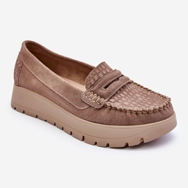Lemar Mocasines Milana Ante Plataforma Beige Oscuro 9