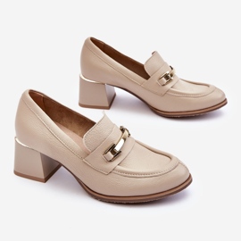 Lemar Cómodos Zapatos De Salón Damira De Piel Beige 6