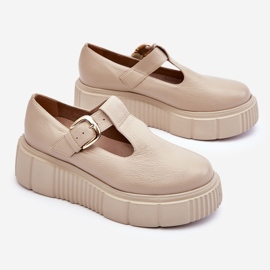 Lemar Zapatos de cuero de moda en una plataforma masiva beige Colson 6