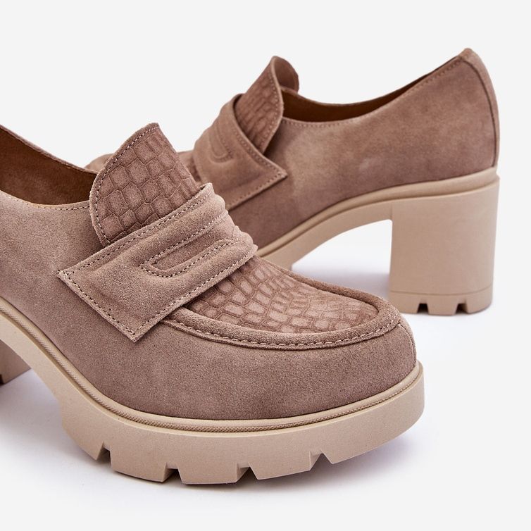 Lemar Zapatos Plataforma Y Tacón Grueso De Ante Arabell Beige Oscuro 1