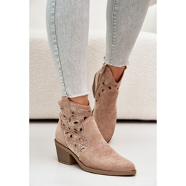 S.Barski Botas Cowboy Mujer Ante Calado Beige Daxon 2