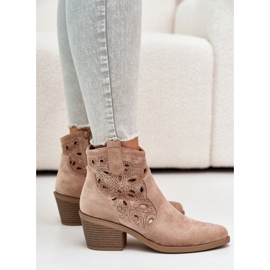 S.Barski Botas Cowboy Mujer Ante Calado Beige Daxon 3