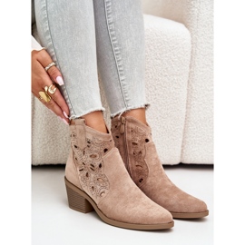 S.Barski Botas Cowboy Mujer Ante Calado Beige Daxon 6