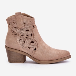 S.Barski Botas Cowboy Mujer Ante Calado Beige Daxon 8