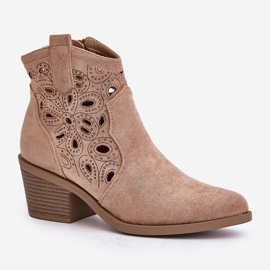 S.Barski Botas Cowboy Mujer Ante Calado Beige Daxon 9