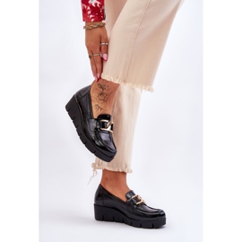 Lemar Mocasines negros con cuña de charol Felicita 4
