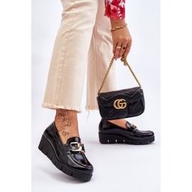Lemar Mocasines negros con cuña de charol Felicita 2
