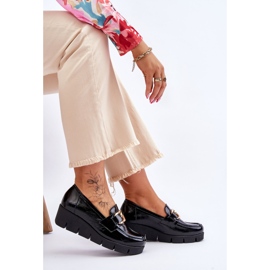 Lemar Mocasines negros con cuña de charol Felicita 6