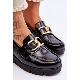 Lemar Mocasines negros con cuña de charol Felicita 5