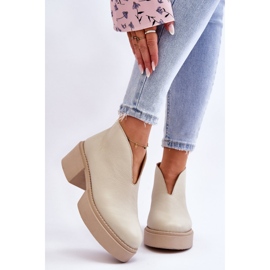 Botas de cuero con tacones masivos Nicole 2795/054 Beige claro 2