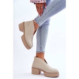 Botas de cuero con tacones masivos Nicole 2795/054 Beige claro 5