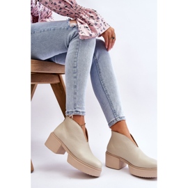 Botas de cuero con tacones masivos Nicole 2795/054 Beige claro 10