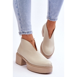 Botas de cuero con tacones masivos Nicole 2795/054 Beige claro 6