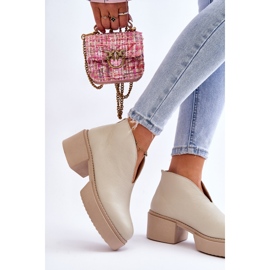 Botas de cuero con tacones masivos Nicole 2795/054 Beige claro 3
