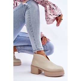 Botas de cuero con tacones masivos Nicole 2795/054 Beige claro 8