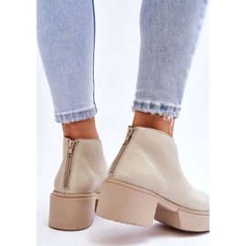 Botas de cuero con tacones masivos Nicole 2795/054 Beige claro 7