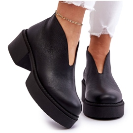 Botas de cuero con tacones masivos Nicole 2795/056 Negro 9