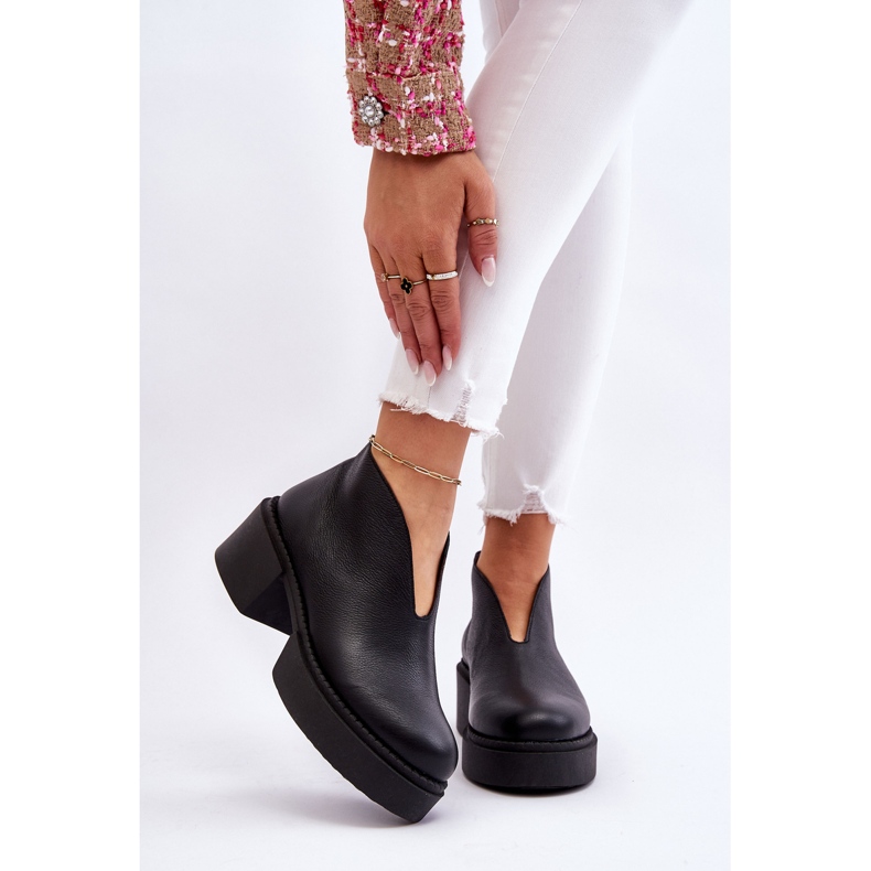 Botas de cuero con tacones masivos Nicole 2795/056 Negro 1