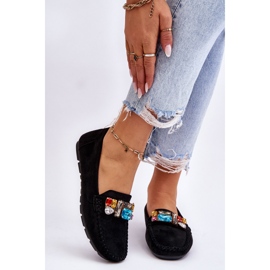Mocasines Mujer Ante Cristales Negro Lucille 1