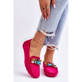 Mocasines Mujer Ante Cristales Lucille Fucsia rosa 1