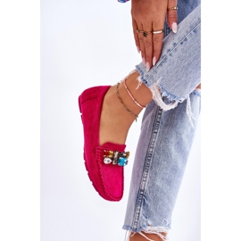 Mocasines Mujer Ante Cristales Lucille Fucsia rosado 5