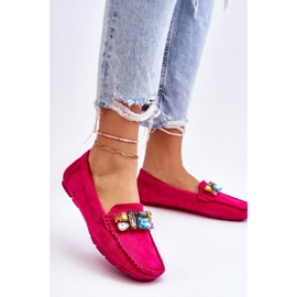 Mocasines Mujer Ante Cristales Lucille Fucsia rosado 2