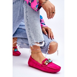 Mocasines Mujer Ante Cristales Lucille Fucsia rosado 4