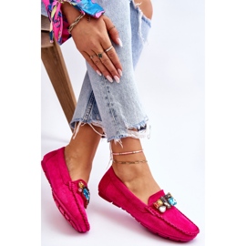 Mocasines Mujer Ante Cristales Lucille Fucsia rosado 6