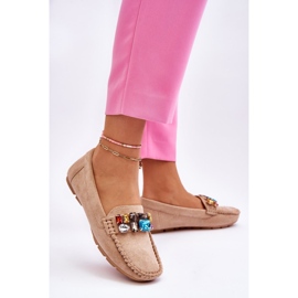 Mocasines Mujer Ante Cristales Beige Lucille 2