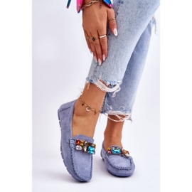 Mocasines Mujer Ante Cristales Azul Lucille 1