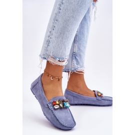 Mocasines Mujer Ante Cristales Azul Lucille 2 Mocasines Mujer Ante Cristales Azul Lucille 2