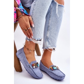 Mocasines Mujer Ante Cristales Azul Lucille 6
