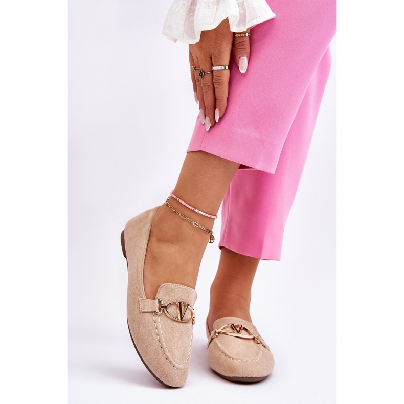 Vinceza Mocasines De Ante Con Elemento Decorativo Caña Beige 1
