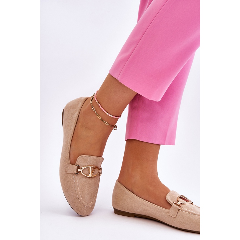 Vinceza Mocasines De Ante Con Elemento Decorativo Caña Beige 2