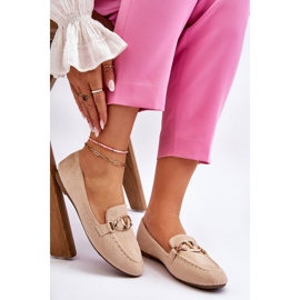 Vinceza Mocasines De Ante Con Elemento Decorativo Caña Beige 5
