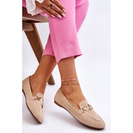 Vinceza Mocasines De Ante Con Elemento Decorativo Caña Beige 6