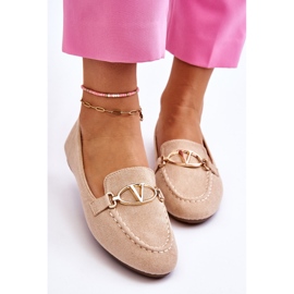 Vinceza Mocasines De Ante Con Elemento Decorativo Caña Beige 3