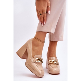 Vinceza Salón Con Tacones Gruesos Beige Nataly 1