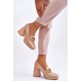 Vinceza Salón Con Tacones Gruesos Beige Nataly 3