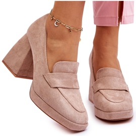 Vinceza Zapatos De Salón De Ante Con Tacón Grueso Y Plataforma Beige Adriel 8