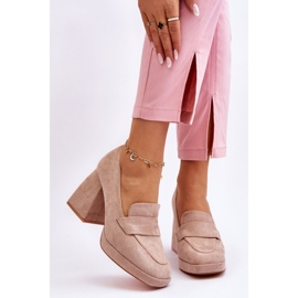 Vinceza Zapatos De Salón De Ante Con Tacón Grueso Y Plataforma Beige Adriel 1