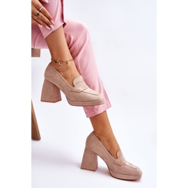 Vinceza Zapatos De Salón De Ante Con Tacón Grueso Y Plataforma Beige Adriel 6
